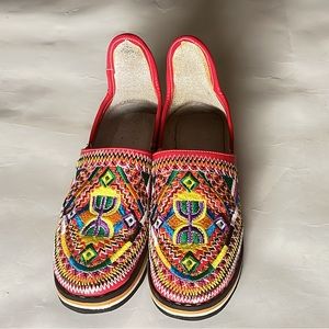Espadrilles Shoes Embroidery Moroccan Slip On Shoes with Organic Leather